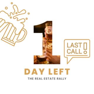 1 DAY LEFT! LAST CALL FOR TICKETS! 🎟🚨 The Real Estate Rally begins tomorrow at 6PM! RSVP Now for free and Skip the Line at the door! Last Remaining tickets are going FAST! Get them while they last! Sales end at NOON! VIP Tickets still available! 🔗RSVP Link in bio!