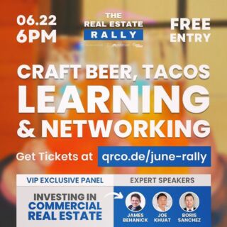 Have a drink on us!🍺

Join us for The Real Estate Rally on June 22nd – the ultimate networking event for real estate agents! 🎉

Expand your contacts, gain expert insights, and learn key strategies for commercial real estate investment. 💼

Plus, enjoy an endless supply of cold, refreshing craft brews 🍻 and satisfy your hunger with our delicious taco bar 🌮

Elevate your real estate career – register now! 🚀 Link in bio! 🔗